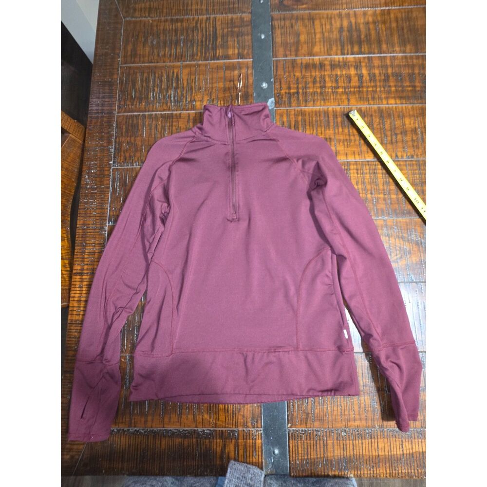Mondetta Berry Maroon 1/4 Zip Activewear Top with Thumbholes Size S